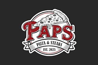 design old fashioned pizza and steak shop logo