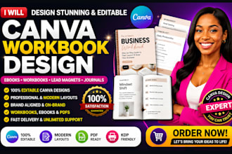 design editable canva workbooks, journals and lead magnets for sales growth