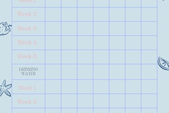 design a cute aesthetic summer selfcare habit tracker PDF