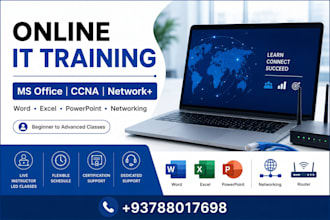 provide online training in ms office, windows and ccna networking