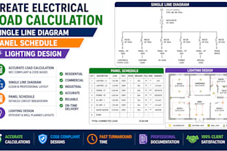 create electrical load calc single line diagram panel schedule lighting design