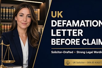 draft your powerful UK defamation letter before claim as a UK solicitor