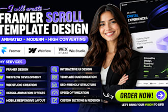 create framer scroll template design spline webflow wix studio animation website