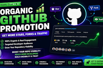 do organic github promotion to gain star fork repo traffic  organic github