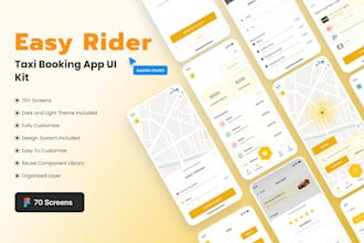 design modern taxi booking app UI UX for ios android apps