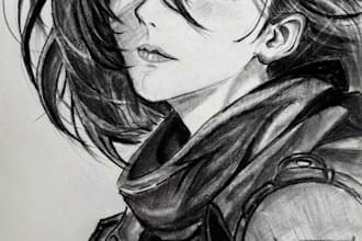 draw a detailed fineliner anime portrait of you or your oc