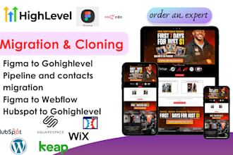 migrate clone gohighlevel website, course, email, contacts, wix, webflow, figma