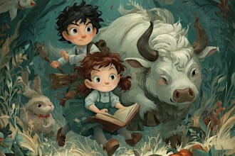 draw children and kids book illustration and formatting