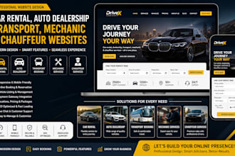 design car rental auto dealership transport booking mechanic chauffeur website