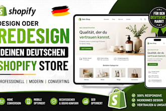 do german shopify store design or redesign, german shopify store, shopify store