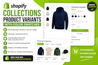 do shopify collections, shopify product variants with color swatches