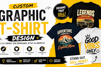 design custom graphic t shirts for print on demand etsy and merch