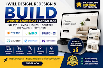 do strato jimdo ionos godaddy webshop landing page shopware hostinger website