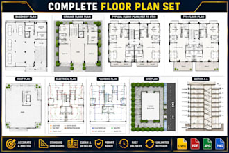 create complete floor plan set, permit drawings and autocad drafting