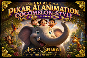 create pixar ai animation, cocomelon style kids learning  nursery rhyme