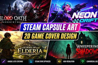 design professional steam capsule art steam game cover and 2d rpg key art