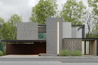 model modern house facades,3d front wall elevation rendering,exterior cgi design