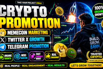do crypto promotion, memecoin marketing, twitter x promotion and telegram growth