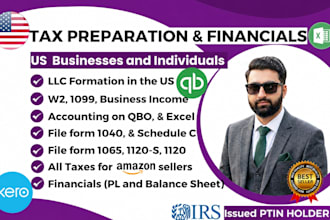 handle US tax preparation, irs filing, bookkeeping for business and personal