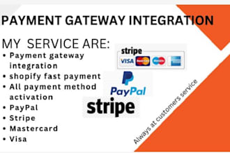 integrate payment gateway like paypal, stripe, square etc
