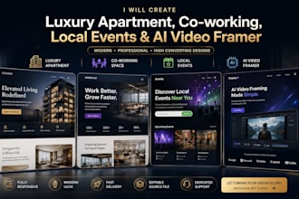create luxury apartment co working local events ai video framer website design