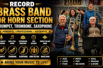 record brass band or horn section, trumpet, trombone, saxophone