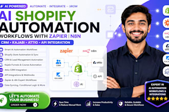 ai shopify automation workflows with zapier n8n CRM kajabi attio api integration