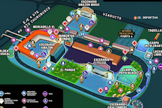 design custom vector map, event map, festival or tourist map illustration