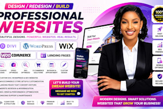 build custom divi wordpress woocommerce wix landing page website design redesign