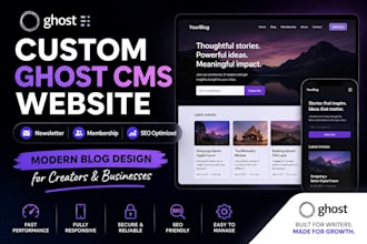 design and develop a custom ghost cms website with membership integration