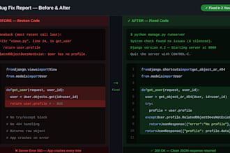 fix python, django or javascript bugs fast