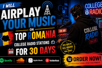 airplay your music on top romania college radio stations for 30 days