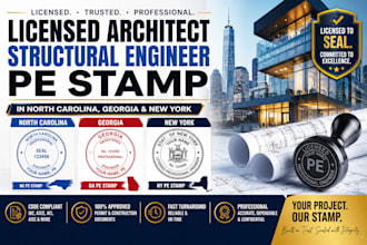 license architect structural engineer pe stamp in north carolina georgia newyork