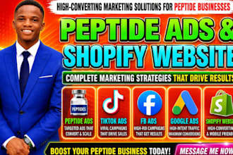 fix peptide ads shopify website, peptide marketing, tiktok fb and google ads