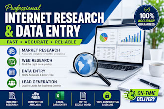 do internet research, market research, data entry