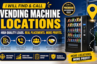 be your vending machine locator,cold caller,atm lead generation