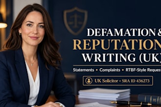 be your UK solicitor for defamation and reputation management writing