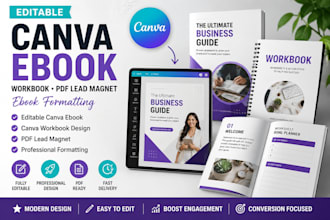design editable canva ebook, pdf lead magnet workbook, canva ebook workbook