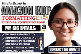 format fiction, nonfiction, self help book for amazon kindle direct publishing
