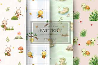 create cute baby nursery seamless patterns