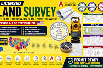 create detailed survey site plan with property boundary and utilities permit usa
