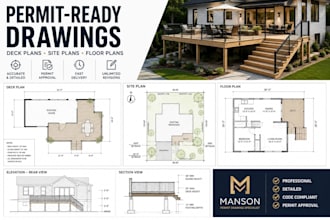 create permit ready deck drawings, site plans and house permit plans
