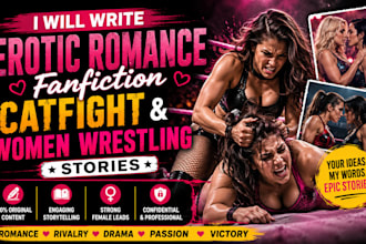write erotic romance story, fanfiction, catfight, women wrestling story