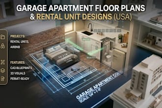 create garage apartment floor plans for USA residential rental units projects