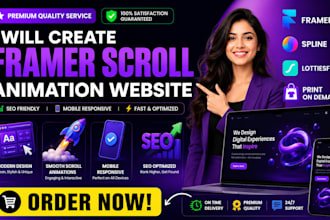 create framer scroll animation website seo print on demand lottiesfiles spline