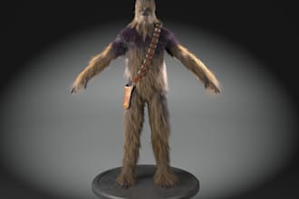 add fur texture to 3d,ue5 6,3ds max character,optimize polygon,inwolrd glb model