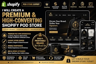 luxedrop signature elite furprint prestige royalmerch goldlabel shopify pod apps