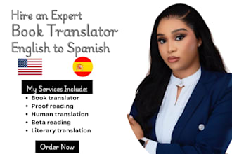 do literary translation, book translation, english to spanish human translation