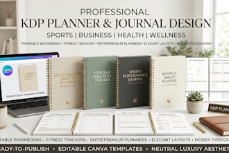 design printable sports, business health journal workbook planner for amazon KDP