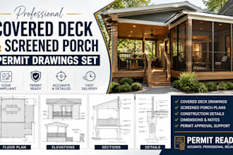 do covered deck and screened porch permit drawings set